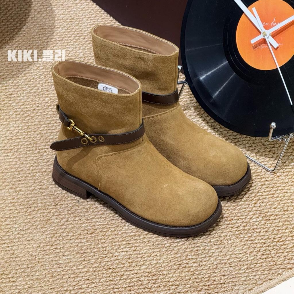 Leather Frosted Retro Sleeve Chelsea Boots Women's 2025 Autumn and Winter New Belt Buckle British Style Fashion Versatile Short Boots