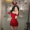Red Strapless Christmas Lingerie Bunny Cosplay Dress 7677