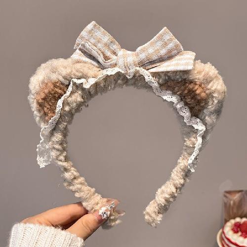 

K-style Kawaii Cute Girl Head Buckle Fall and Winterstuffed Cartoon Headband Sweet Girl Hair Pressing Face Wash Headband