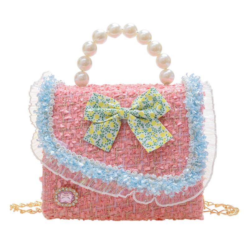 Kids Handheld Girls Shoulder Bag Cotton Linen Water Resistant Features Durable