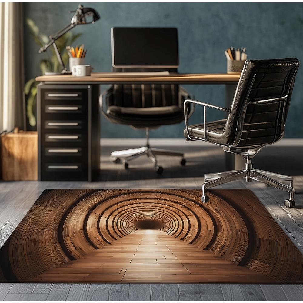

Wooden Spiral Pattern Crystal Velvet Rug 3D Optical Illusion Floor Mat Modern Home Office Decor Anti Slip Soft Carpet 50x 80cm