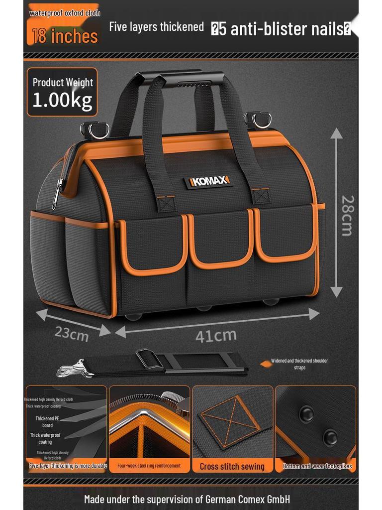 Multifunctional Sturdy Canvas Toolkit & Storage Bag for Electricians