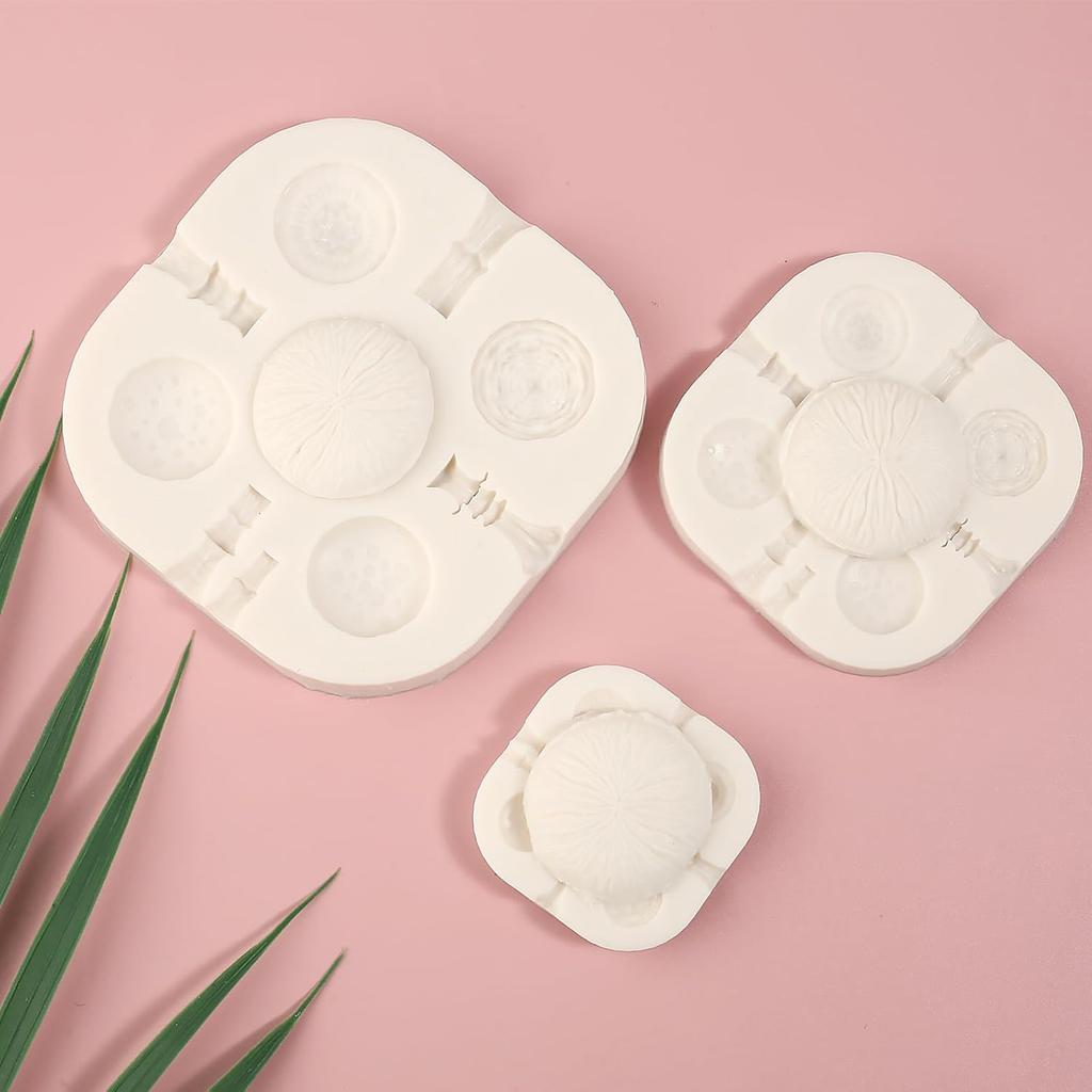 6 Pcs Mushroom Silicone Molds, Fungus Chocolate Cake Fondant Molds, for Alice In Wonderland Theme Cupcake Toppers Dessert Table Biscuit Candy Chewing