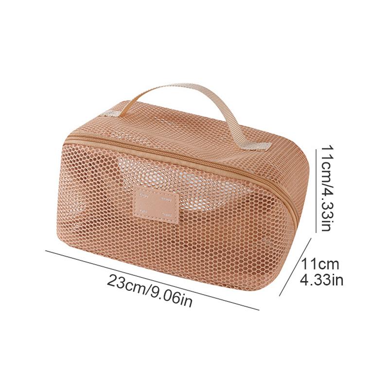 1PC Multi-Compartment Mesh Makeup Pouch Designer Cosmetic Storage with Dividers 23x11x11cm