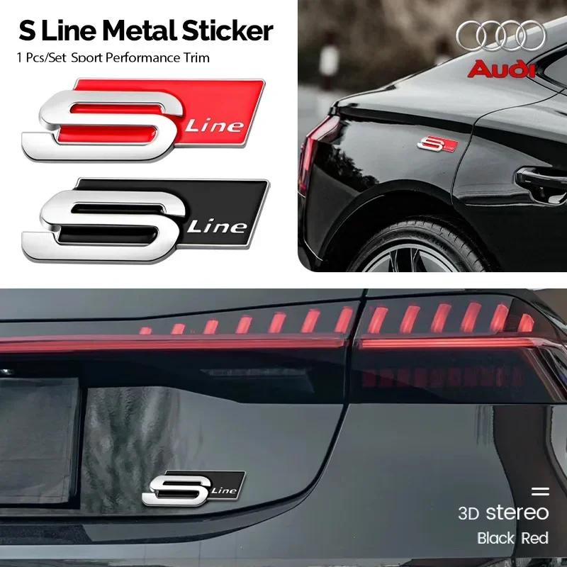 1Pcs Metal S Line Logo Car Bod1Pcs Car Styling S Line Logo Car Body Trunk Decoration Fender Metal Sticker For Audi A3 A4 A6 A8L