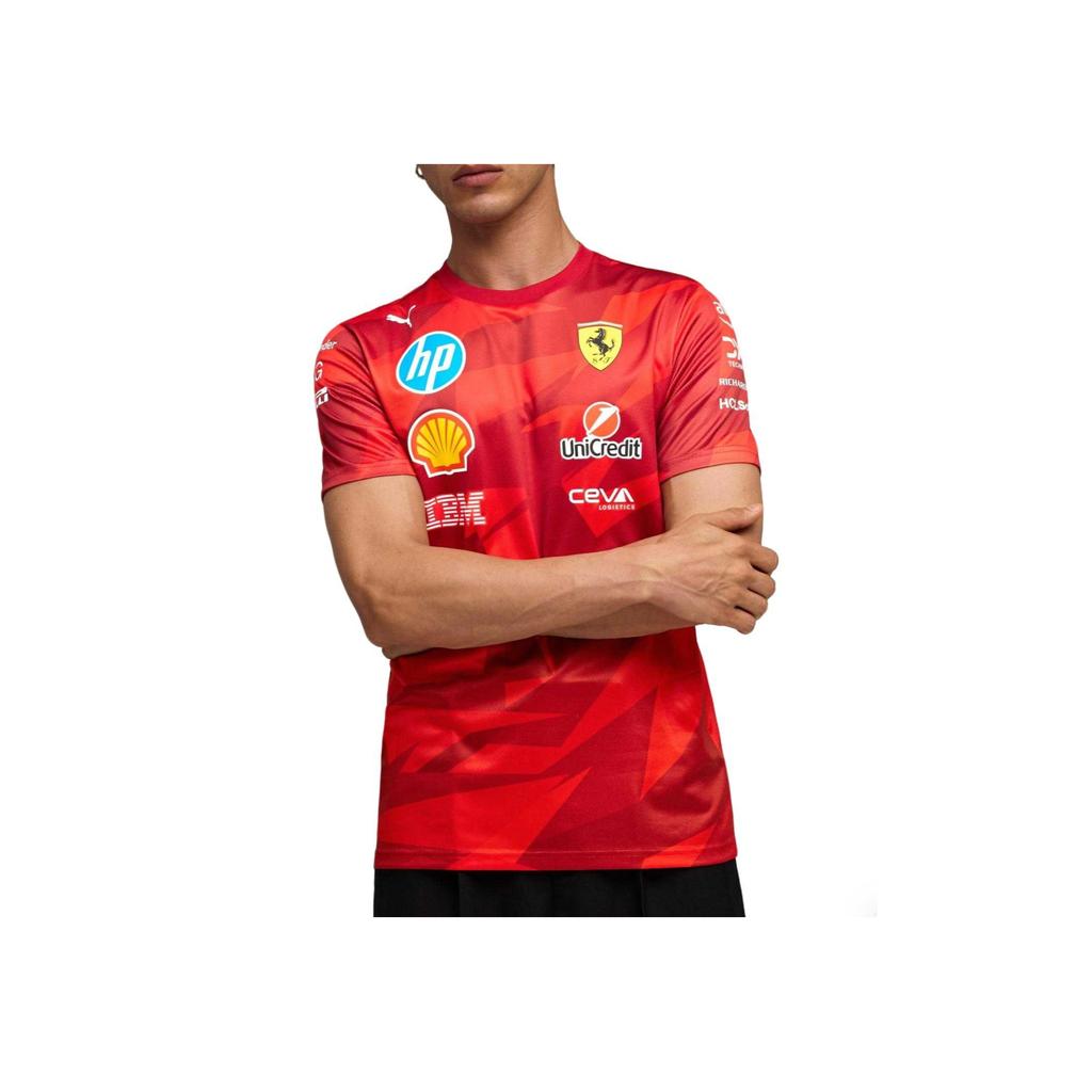Puma Tricou de curse cu gât rotund, imprimeu replica roșu, aniversare 20 de ani Scuderia Ferrari HP, topuri pentru bărbați 763956-01