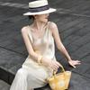 Women's Elegant 100% Acetate Lace Patchwork U-Neck Vest Top