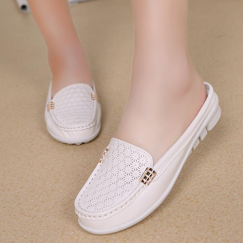 Женская кожаная дышащая обувь на плоской подошве — фото 8