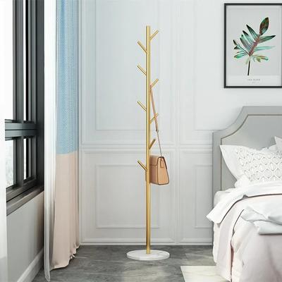 Modern Floor Coat Racks - Decorative Clothes Hangers with Modular Shelves and Hat Hooks, Minimalist Coat Hangers-tan