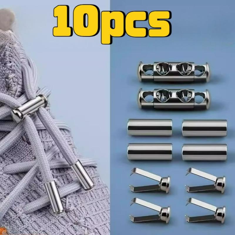 10 Stück Metall Doppelloch Kopf Federverschluss Kordelstopper Elastische Verstellung Schnürsenkelverschlüsse Festziehende Befestigungselemente Verschlüsse Nähwerkzeuge