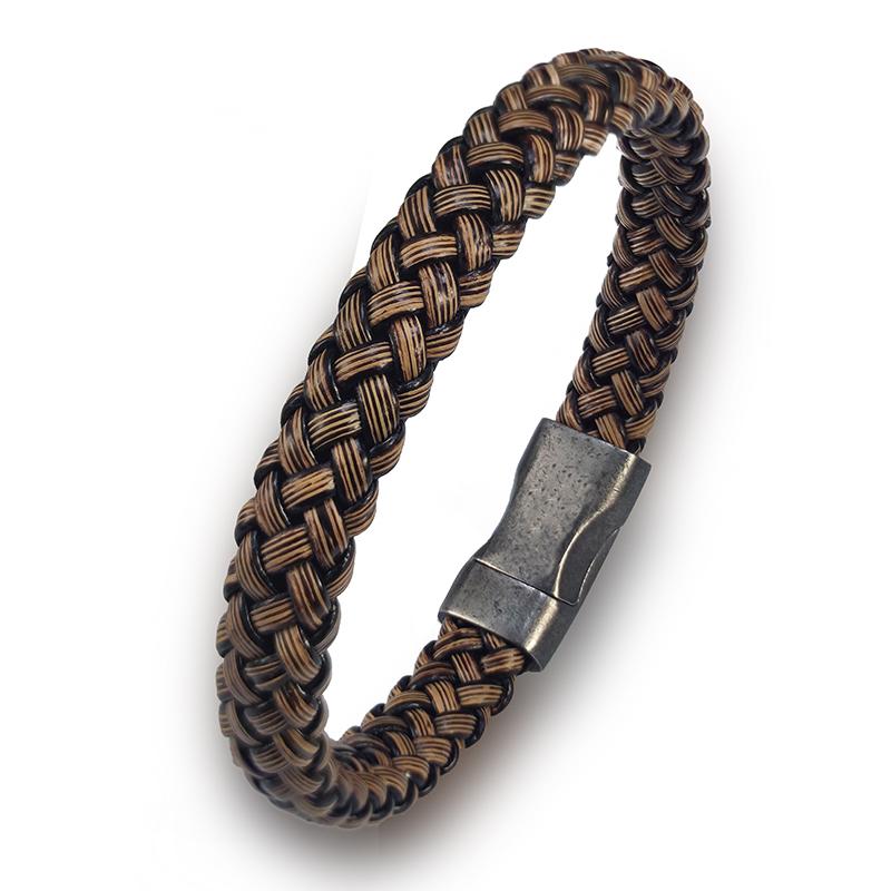 Fashion Men s Leather Bracelet Retro Single Layer Simple Leather Pop Punk Stainless Steel Make Old Locks Jewelry Birthday Gift 20.5cm