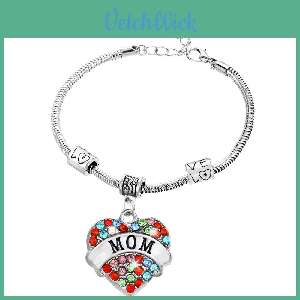 Exquisite Family Members Inlaid Colorful Rhinestone Love Heart Bracelet Gift For Loved Ones