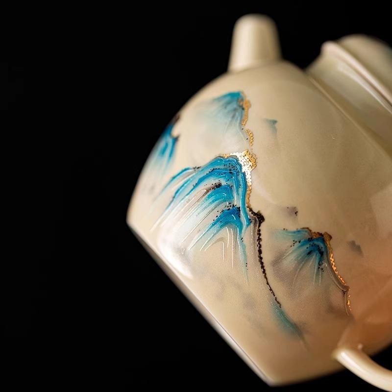 Set de ceai ceramic de lux Cutie cadou Nou set cadou de lux cu Gaiwan, Ceainic și Cești de ceai pentru cadouri și suveniruri