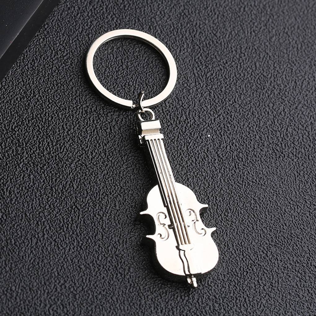Violin Shaped Musical Instrument Car Keyrings Key Holder Handbag Decor Accessory
