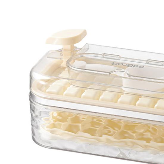 Ice Tray with Lid And Bin Prevent Odors 32 Grids Ice Cube Trays Easy Release Push-type Ice Maker for Freezer Whiskey Cocktail Coffee Tea