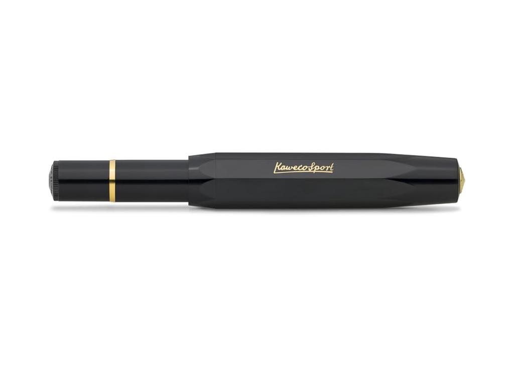 Kaweco Classic Sport Fountain EF Extra Rotating Officially Imported Pen, Fine, Black/Gold, 11000334, Suction,