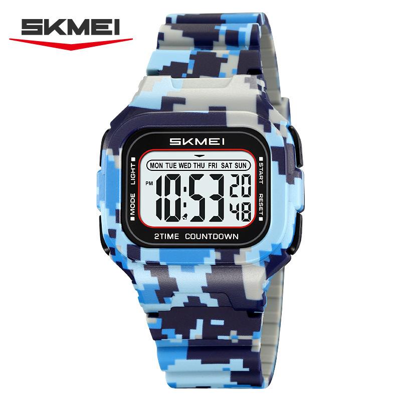 Outdoor sports student watch waterproof multi-function electronic watch dual time fashion square electronic watch