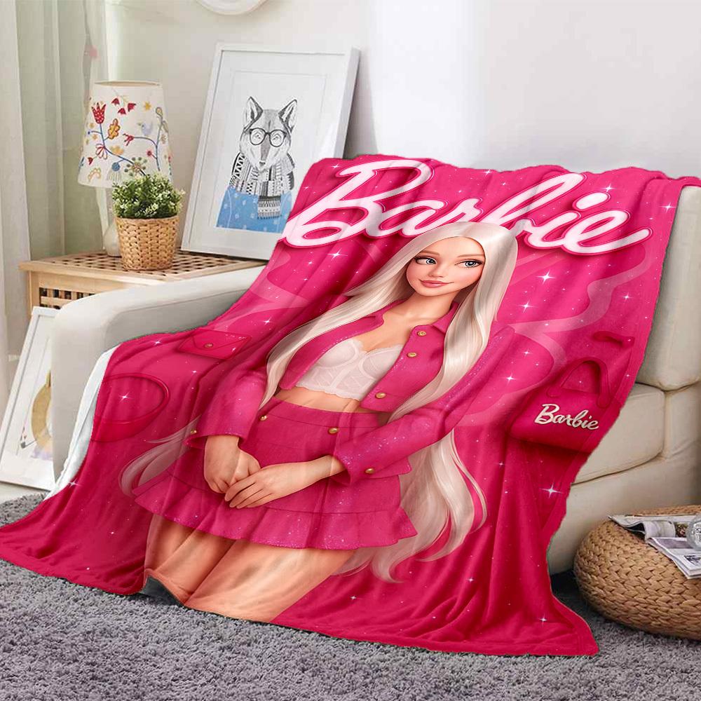 1pc Barbie Fashion Blanket Polyester Fiber, All Season Comfort for Sofa, Bed, Office, Car, Camping Ideal Home Decor & Gift, Office Comfort