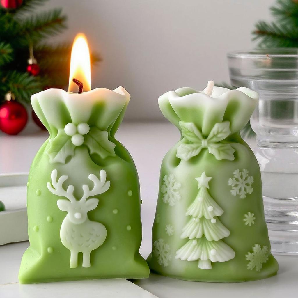 Christmas Gift Bag Silicone Candle Mold Candy Bag Shape Silicone Mold Baking Tool For Epoxy Resin Candle Soap Chocolate