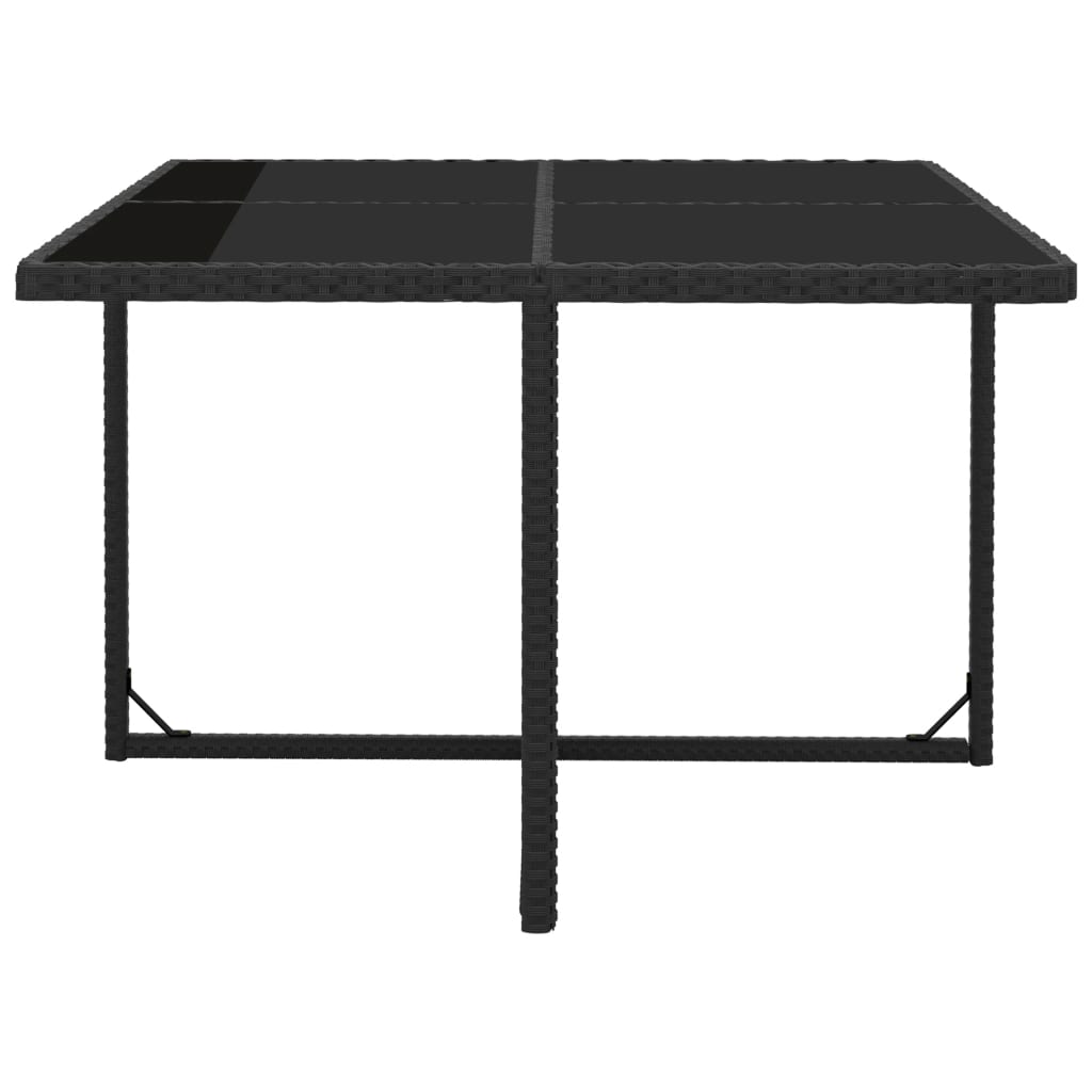 9 piece Garden Dining Set with Cushions Poly Rattan Black