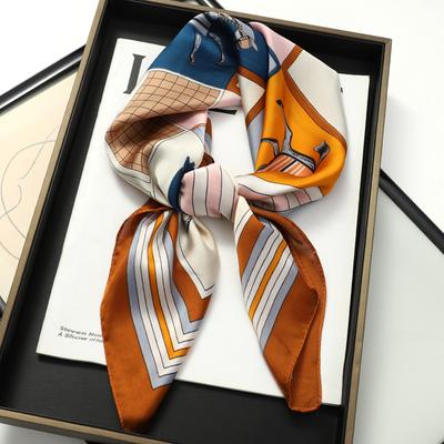 70*70CM Fashion Silk Square Scarf Women Satin Shawl Wrap Hijab Female Hair Band Luxury Ladies Print Design Headband Scarves