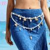 HY  Multilayer Imitated Pearl Conch/Shell Waist Chains for Women Holiday Lady Seabeach Body Chain Accessories Fashion Jewelry