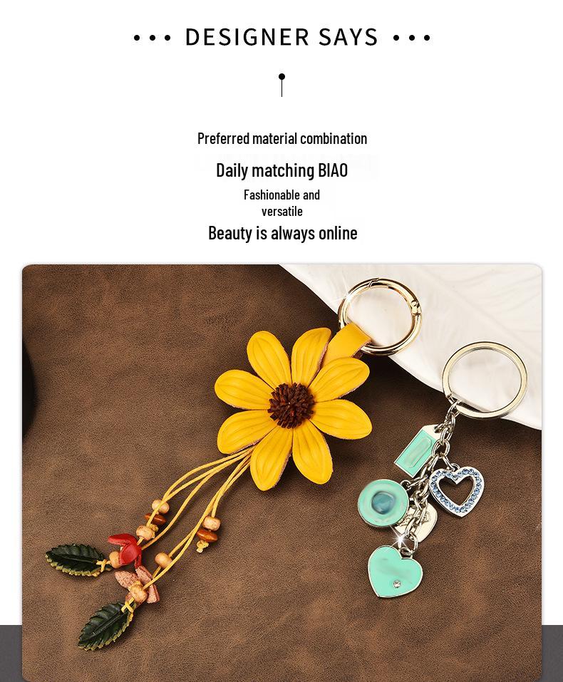 Elegant Cat's Eye Stone Heart Keychain Pendant for Couples - Metal Car Key Chain