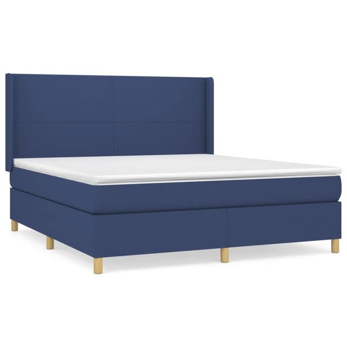VidaXL Lit à sommier tapissier avec matelas Bleu 160x200 cm Tissu - Modèle 3131847