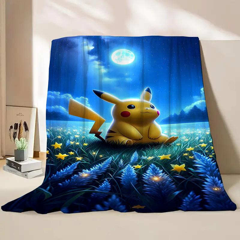 Anime Pokemon Flannel Fluffy Soft Blanket Pikachu Home Sofa Lunch Break,Throw Blanket For Kids Student Bed Blanket Nap Cover