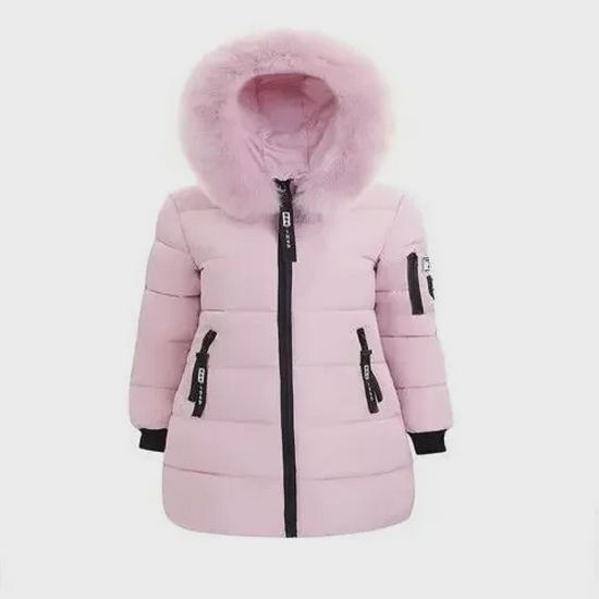 Women's Medium to Long Slim Fit Cotton Coat with Large Fur Collar
