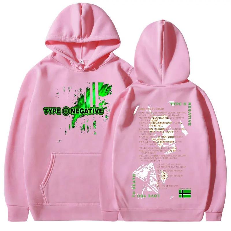 Felpa con cappuccio O Negative Love You To Death Felpa Band Gothic Metal Rock Uomo Donna Hip Hop Cotone Oversize Abbigliamento