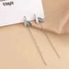 Fashion Jewelry 925 Sterling Silver Enamel Leaf Tassel Chain Earring for Women Simple Casual Earring Piercing Jewelry