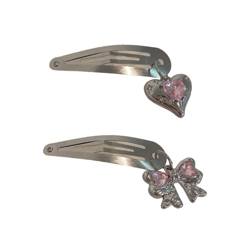 Ins Korea Rhinestones Bowknot Loves Metal Hairpin BB Clip Side Broken Hair Bangs Clip Word Clip Forehead Simple Clip
