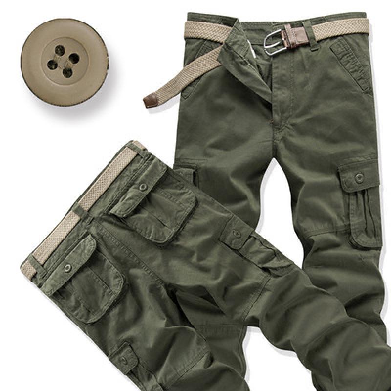 Men's Loose Fit Cotton Tactical Pants with Multi-Pockets