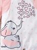 2Pcs Baby Girl Clothes Elephant Heart Print Long Sleeve Jumpsuit Ruffle Outfit+Bow Headband for 0-18 Months Cute Infant Clothes