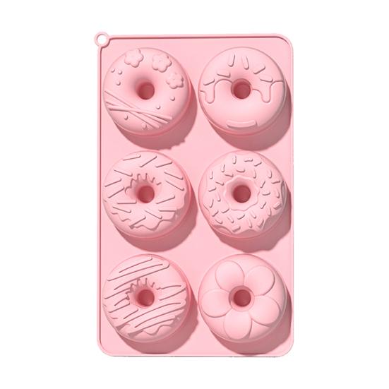 6-Cavities Silicone Donut Mold Easy Release Food Grade DIY Round Doughnut Cake Chocolate Baking Mold Kitchen Supplies