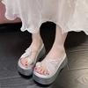 Fashion Women Clip Toe Chunky Platform Sandals High Heels Gladiator Slippers Woman Fashion Trendy Summer Beach Leisure Flip Flops 8CM