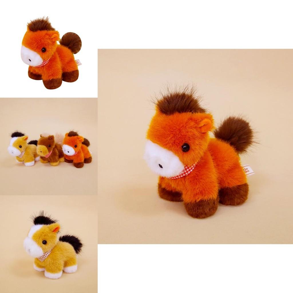 Cute Plaid Scarf Pony Plush Toy Doll Desktop Decoration Ornament For Children And Kids Gift