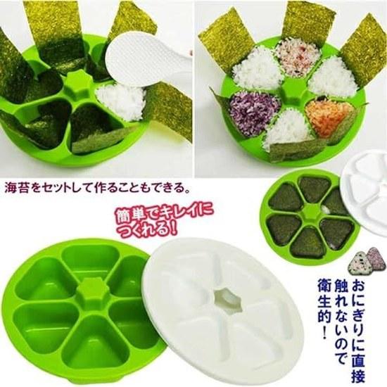 Fujipacks Hanbai Onigiri Mold Easy Convenient Omusubi 6-Hole Maker Made Japan Master Rice Ball Onigirazu Press Madole Green
