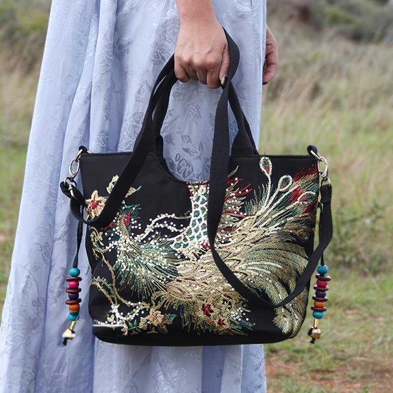 1PC ethnic style bag embroidery large capacity shoulder strap messenger bag retro canvas embroidery shoulder handbag