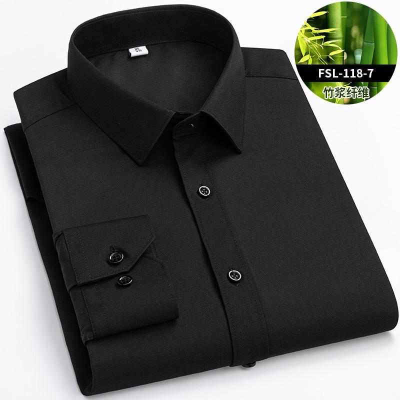 8XL Bamboo Fiber Blue Work White Shirt for Man Long Sleeve Office Business Anti-wrinkle Non-iron Men Shirts Long Sleeve Casual