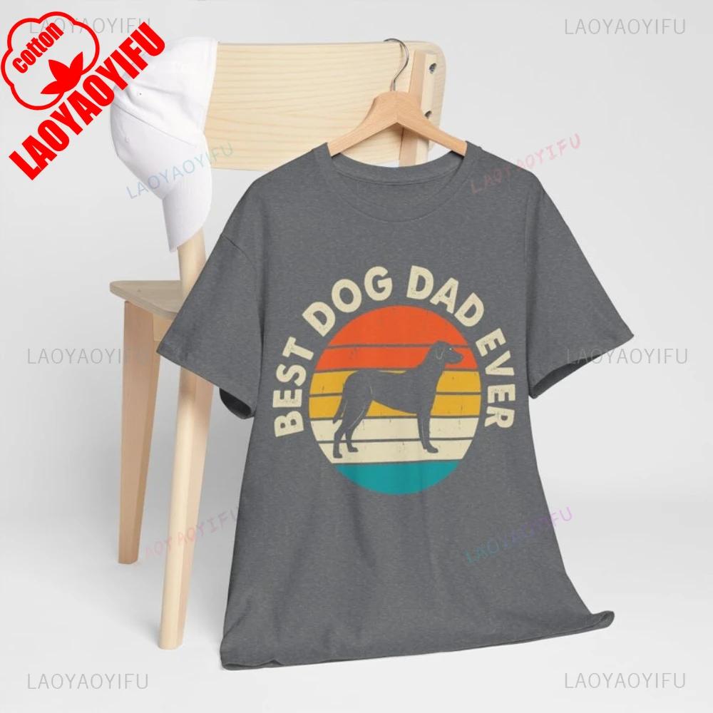 Best Dad Dog Ever Tops Tee Shirt Cartoon Patterns of Dogs Printed T Shirt Tops A Gift for Dad On Fathers Day Unisex CottonTee