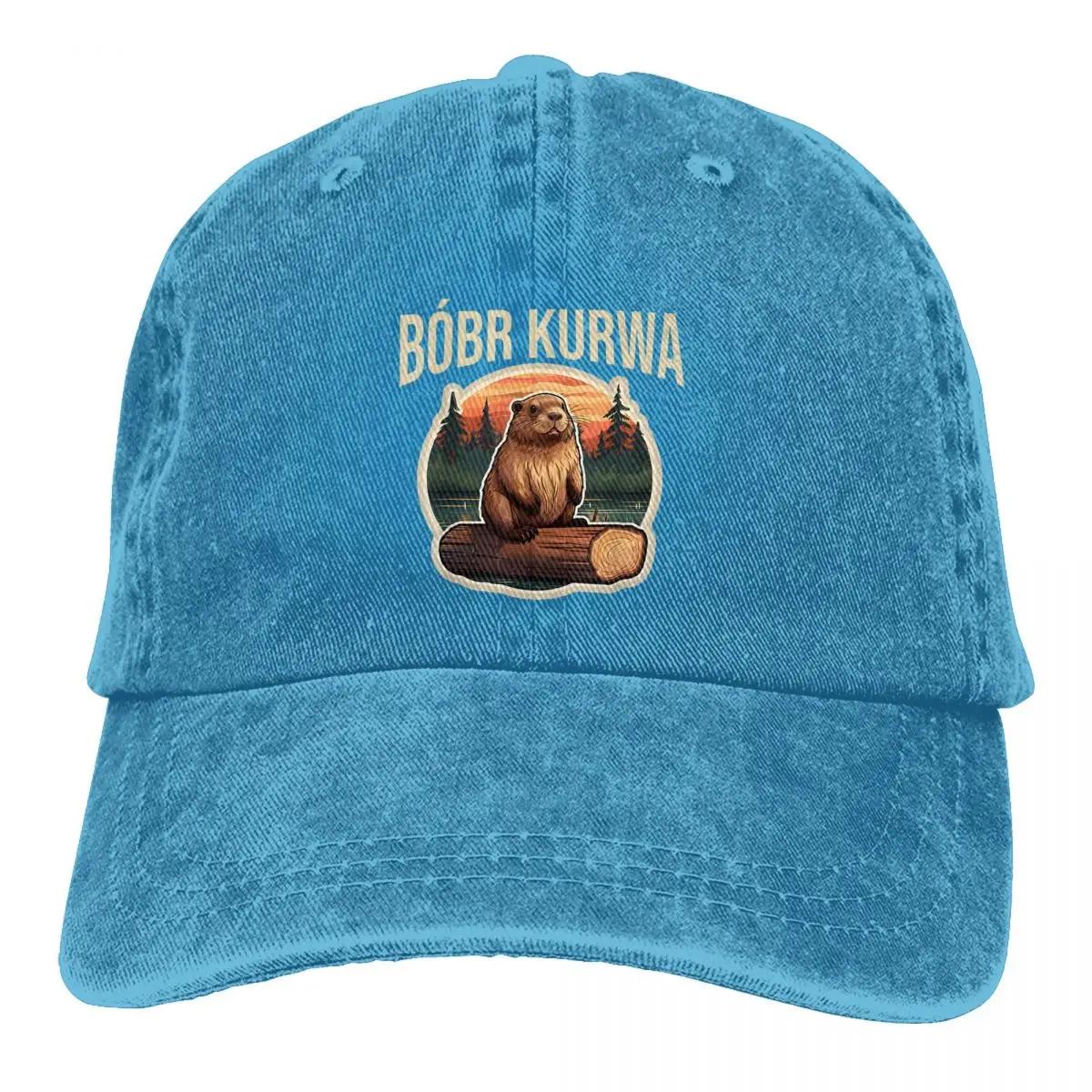 Bobr Kurwa Bober Beaver Bobr Бейсбольная кепка Винтажные бейсболки Мужские уличные регулируемые шляпы для папы Кепка Adjustable синий