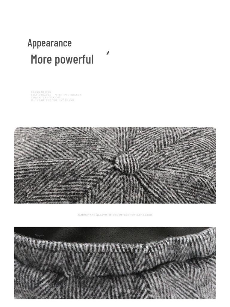 Yangguan/ZLEEVO Unisex Autumn/Winter Newsboy Cap - British Retro Style, Octagonal Design, Painter's Large Head Fit.