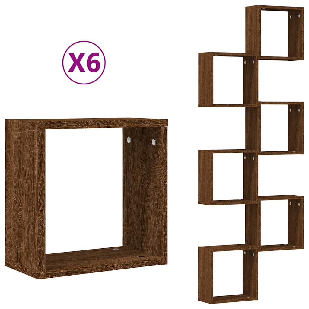 Cube Shelves 2 pcs Brown 30 x 15 x 30 cm