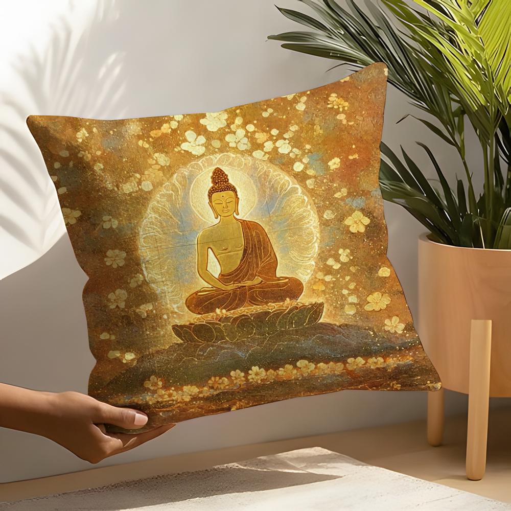 Buddhist Religious Art Pillow Case Linen Cushion Covers For Decorative Sofa Home Pillows Case Car Chair Pillows Cases