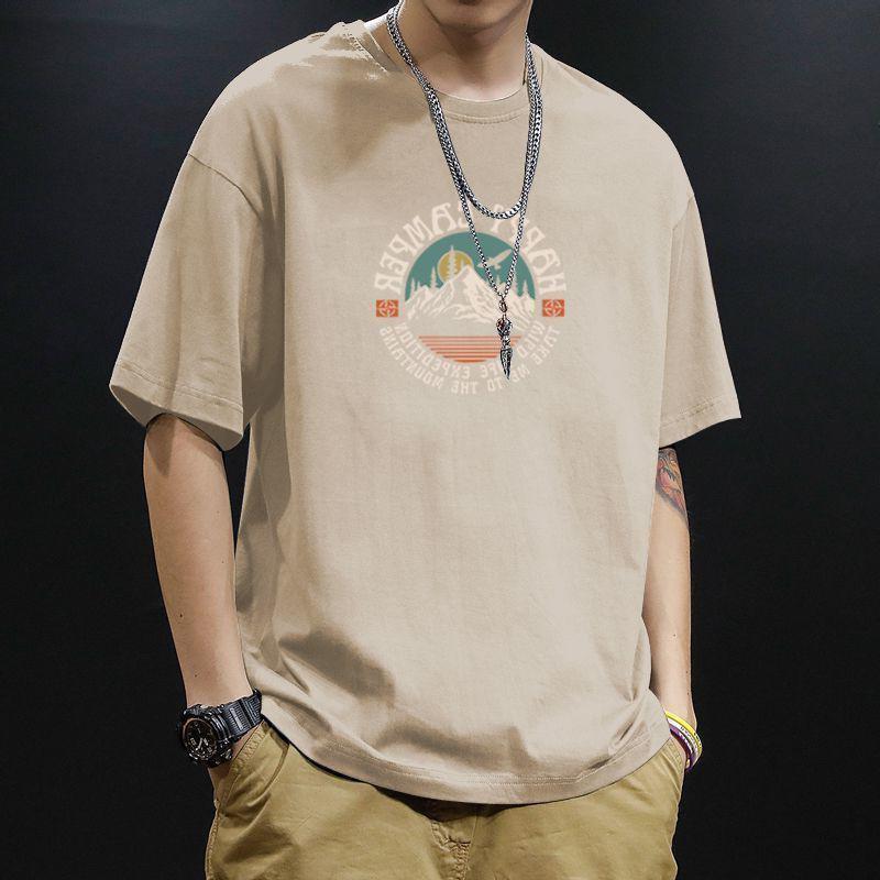 Cotton Heavyweight American Loose and Versatile Trendy Fashion Hong Kong Trend Brand Summer Short Sleeved T-shirt Men's New Style