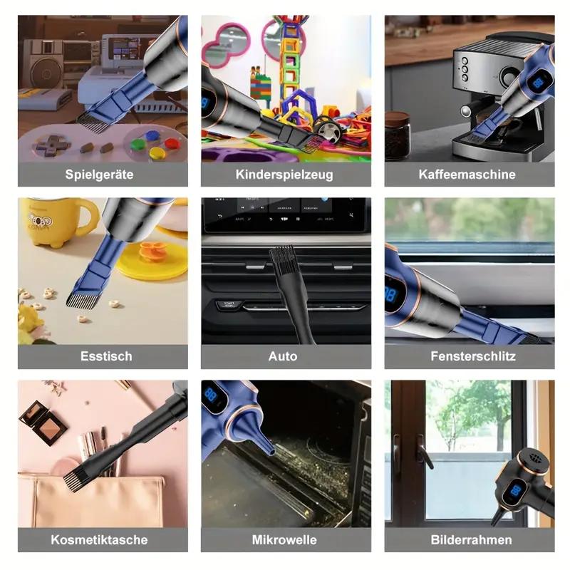 3-in-1 High-Power Wireless Handheld Vacuum Cleaner - Strong Suction, Blowing Pump, Portable, For Car And Home, Lightweight, Cordless, Rechargeable