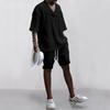 Summer Men's Casual Shorts V-neck Versatile Jacquard Knitted Sweater Men's Autumn Suit