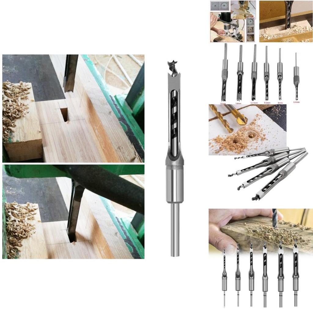 Premium 4-piece Square Hole Drill Set Durable Woodworking Mortise Bits